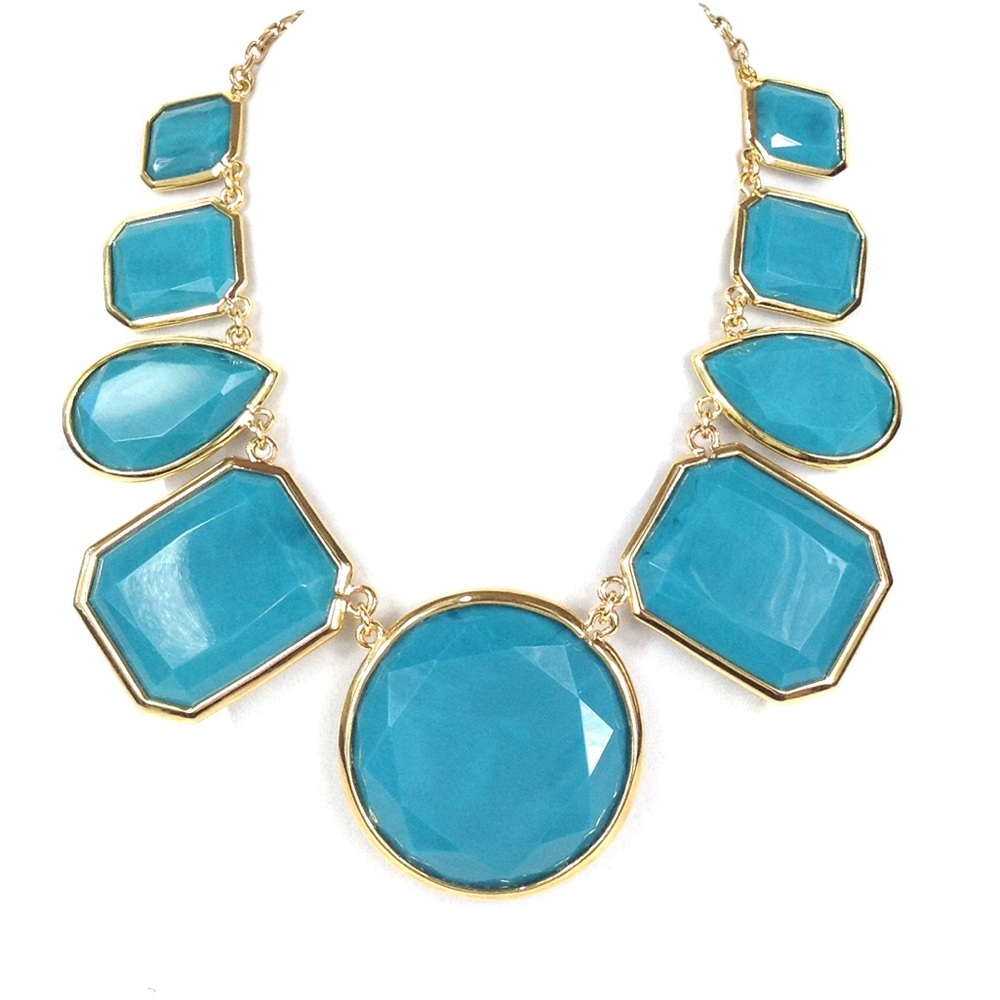 NWOT Kate Spade Swirl Around Necklace, Turquoise Color with dust bag